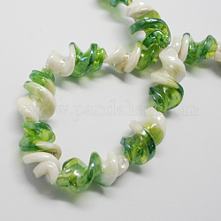 Perles au chalumeau, torsion nacré, vert jaune, 28x15x13mm, Trou: 2.5mm