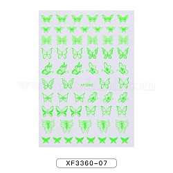 Наклейки для ногтей, самоклеящийся, для украшения ногтей, бабочки, желто-зеленые, 9.5x6.5 см