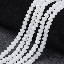 Glass Beads Strands, Imitation Jade, Faceted, Rondelle, White, 3x2mm, Hole: 0.8mm, about 165~169pcs/strand, 15~16 inch(38~40cm)