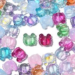 100Pcs Transparent Normal Glass Beads, Small Crab, Mixed Color, 12.5x13.5x7mm, Hole: 1.2mm