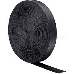 NBEADS 25 Yards Nylon Webbing Strap, 24.5mm Wide Black Nylon Twill Herringbone Ribbon for Backpack Luggage Pet Collar Straps and DIY Sewing Crafts