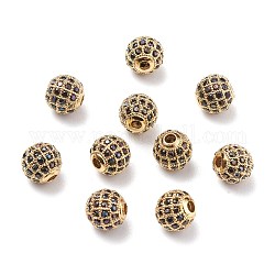 Brass Cubic Zirconia Beads, Round, Golden, 8mm, Hole: 1.5mm