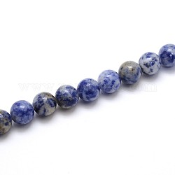 Natürliche blaue Fleck Jaspis Runde Perlen Stränge, 10 mm, Bohrung: 1 mm, ca. 39 Stk. / Strang, 15 Zoll