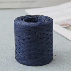 Cinta de rafia, cuerda de papel de embalaje, Cuerdas de papel de hilo de rafia para envolver regalos y tejer, azul medianoche, 3~4mm, alrededor de 218.72 yarda (200 m) / rollo