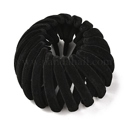 Pinces à cheveux nid d'oiseau en velours, support de queue de cheval extensible pour femme, noir, 60~65x38~40mm, diamètre intérieur: 74~80 mm