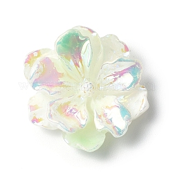 Leucht Harzcabochons, AB Farbe, im Dunkeln leuchtende Blume, hellgrün, 23.5x8 mm