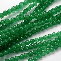 Dyed Natural Jade  Beads Strands, Green Aventurine, Round, about 4 mm in diameter, hole: 1mm, 16 inch long,  about 96pcs/strands