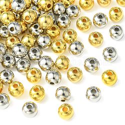 100Pcs 2 Colors CCB Plastic Beads, Round, Platinum & Golden, 5.5~6x5mm, Hole: 1.8mm,, 50pcs/color