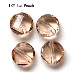 Abalorios de cristal austriaco de imitación, aaa grado, facetados, plano y redondo, peachpuff, 10x5mm, agujero: 0.9~1 mm