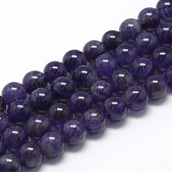 Natürlichen Amethyst Perlen Stränge, Klasse A, Runde, 10 mm, Bohrung: 1 mm, ca. 40 Stk. / Strang, 15.7 Zoll