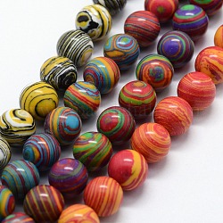 Synthetic Malachite Beads Strands, Dyed, Round, Mixed Color, 12mm, Hole: 1.2mm, about 32pcs/strand,  14.76 inch(37.5cm)