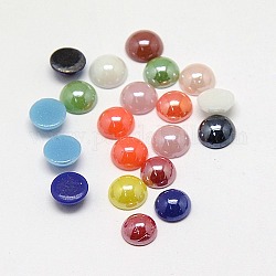 Glass Cabochons, Half Round/Dome, Mixed Color, about 14x5.5mm, about 500pcs/bag