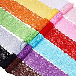 Elastischer Spitzenbesatz, Spitzenband zum Nähen von Dekorationen, Mischfarbe, 3 Zoll (80 mm), ca. 0.9~1 m / Strang