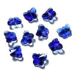 Perles en verre transparentes, facette, papillon, Dodger bleu, 12x15x8mm, Trou: 1.5mm
