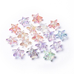 Transparent Acrylic Beads, AB Color Plated, Star, Mixed Color, 22.5x24.5x11.5mm, Hole: 2.1mm
