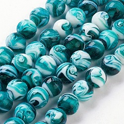 Manuell Murano Glas Perlen, Runde, dunkles Cyan, 14 mm, Bohrung: 1~2 mm