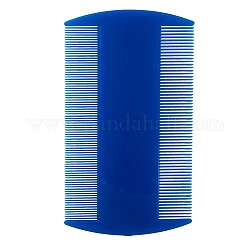 Пластиковая двухсторонняя расческа, зоотовары, прямоугольные, синие, 87.5x51x2.5 мм
