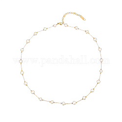 Ожерелья из нержавеющей стали для женщин, с натуральной жемчужиной, золотые, 16.93 дюйм (43 см)