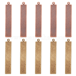 Металлические бирки, латунные штампы с подвесками, прямоугольные, античное брозное и красная медь, 41x7x0.5 мм, отверстие : 1 мм, 2 цветов, 20 шт / цвет, 40 шт / коробка