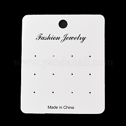 Schede display per orecchini di carta rettangolare, Schede espositive per gioielli per orecchini a bottone, bianco, 9x7.5x0.05cm, Foro: 1.3 mm e 8 mm