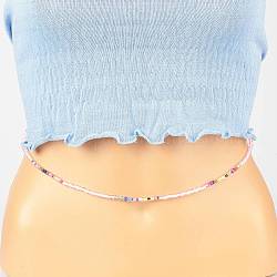 Perlina in vita di gioielli estivi, catena del corpo con perline di semi di vetro, gioielli bikini per donna ragazza, perla rosa, 31.5~31.7 pollice (80~80.5 cm)