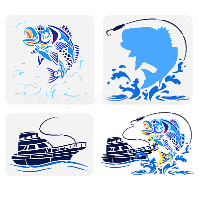 Wholesale FINGERINSPIRE 3 Pcs Layered Fishing Theme Stencil 2 Sizes Bass  Fish Stencil Template Plastic Fish Hook Ship Boat Pattern Painting Stencil  Reusable Bass Fishing Stencil for Wall Furniture Home Decor 