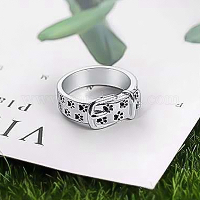 Adorable bague anti-stress en forme de patte de chien, anti-rotation, en acier inoxydable, noir, pour promesse, amour, fiançailles, mariage, anniversaire, Noël, Saint-Valentin, 7, Métal, Nouveau
