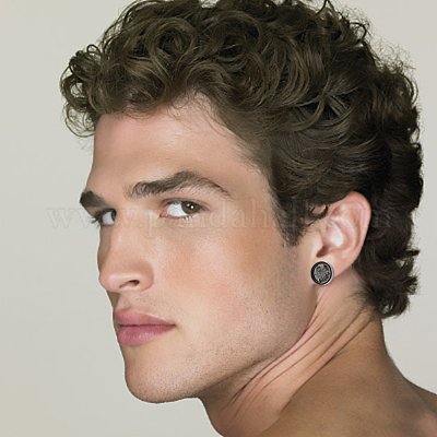 Orecchini A Perno Unisex Tondi Lucidi 8 Mm – Acciaio Inox Nero – Un Paio - Foto 3