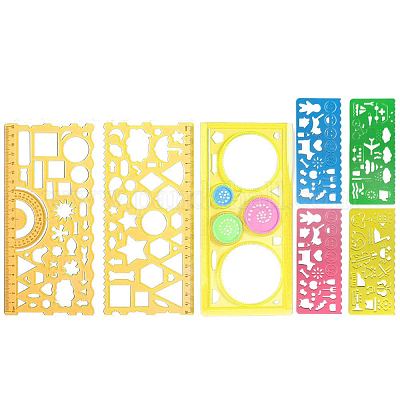 Set di righelli multifunzionali in plastica per disegno geometrico&nbsp;OFST-PW0005-01B-1