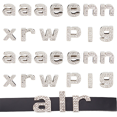 26Pcs Rhinestone Letter Charms Alloy Letter Charms Mini Alphabet Pendants