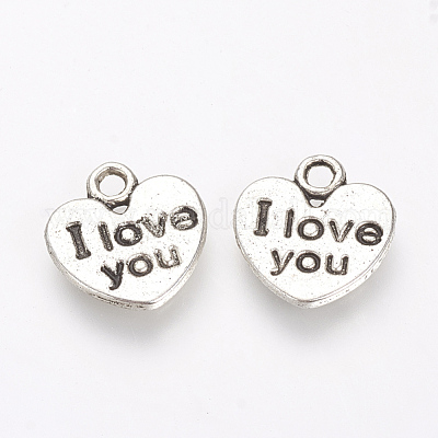 50pcs Heart Charms Word Love Charms Valentines Day Charms 