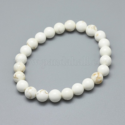 Bracciali elasticizzati con perline di magnesite naturale&nbsp;BJEW-K212-A-008-1