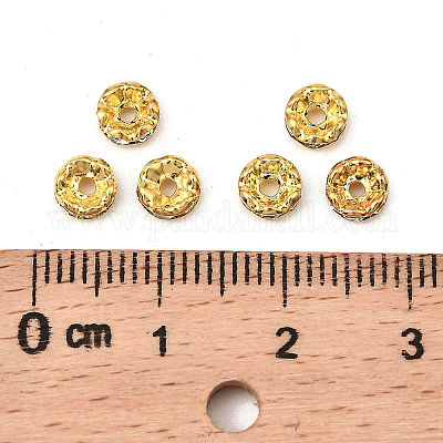 Perles séparateurs en laiton avec strass&nbsp;RB-A014-L5mm-01G-1