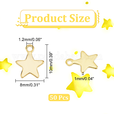 UNICRAFTALE Star Shape Pendants Stainless Steel Charms Small Hole Pendant  Metal Material Charm for DIY Bracelet Necklace Jewelry Making Craft