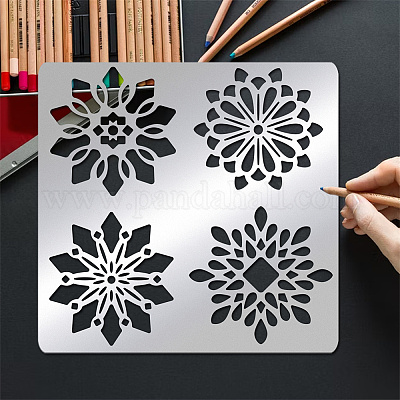 Snowflake Pattern Stainless Steel Stencil Template, 6.14Inch Metal