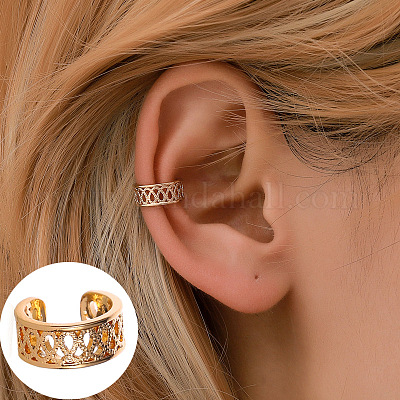 Laiton strass manchette boucles d'oreilles&nbsp;WGCA6F2-31-1
