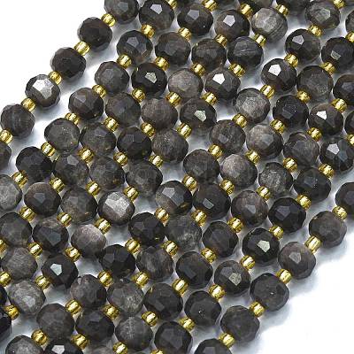 Natürliche silberne Obsidianperlenstränge&nbsp;G-K389-E84-01-1