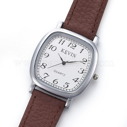 腕時計  クォーツ時計  アロイウォッチヘッドとPUレザーストラップ  ブラウン  9-3/8インチ（23.9cm）  16.5x2.5mm  ウォッチヘッド：36.5x35x8mm WACH-I017-03A-1