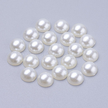 Half Round Acrylic Imitated Pearl Flat Back Cabochons X-OACR-H001-6-1
