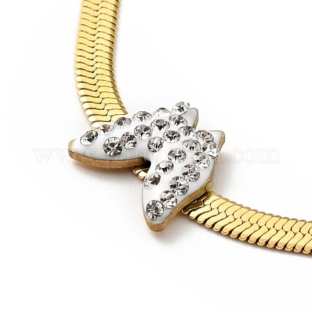 Halskette mit Kristall-Strass-Schmetterlingsanhänger und Fischgrätenketten NJEW-I116-01G-1