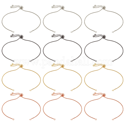 Nbeads 12 pcs 4 couleurs bracelets à chaîne coulissante KK-NB0002-71-1