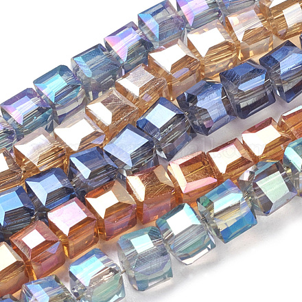 Chapelets de perles en verre électroplaqué EGLA-R064-4mm-M-1