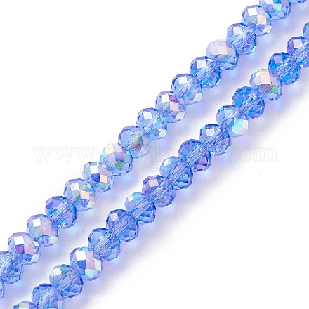 Electroplate transparentes abalorios de vidrio hebras EGLA-K015-07B-1