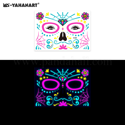 Maske mit Blumenmuster leuchtende Body Art Tattoos LUMI-PW0001-135C-1