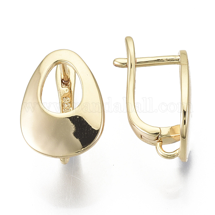Brass Hoop Earring Findings with Latch Back Closure KK-S348-509-NF-1