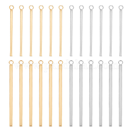 UNICRAFTALE 24pcs 2 Sizes 33mm/43mm Long Charms Stainless Steel Bar Shape Pendants Golden & Stainless Steel Color Charms Smooth Metal Necklace DIY Pendant for Earrings Jewelry Making STAS-UN0004-35-1