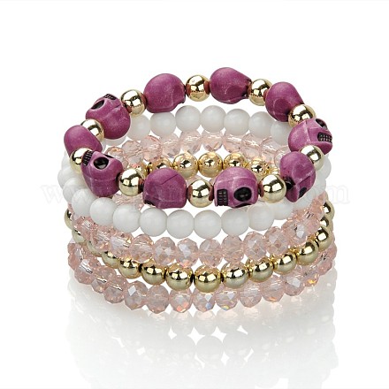 Acrylique et verre bracelets de perles d'étirement à la mode pour les filles BJEW-PJB817-3-1