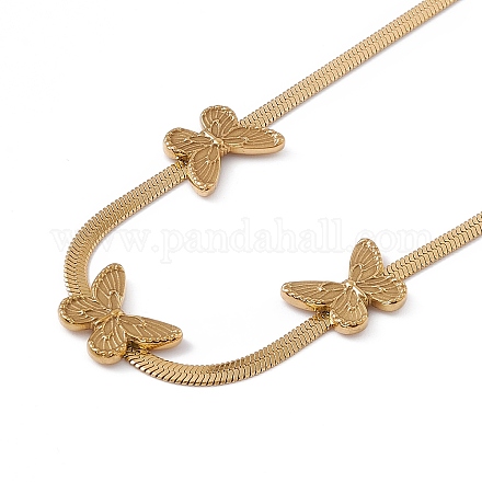 304 Halskette aus dreifachem Schmetterlingsanhänger aus Edelstahl mit Fischgrätenketten für Damen NJEW-P269-08G-1