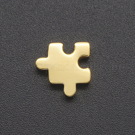 201ステンレス鋼チャーム  シンプルなネックレス作りに  レーザー切断  パズルのピース  ゴールドカラー  10x10x3mm  穴：1.8mm STAS-R109-JA431-2-1