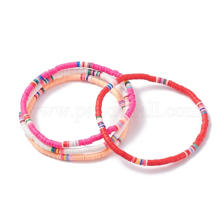 4 pz 4 colori fatti a mano in argilla polimerica perline elastiche cavigliere set per le donne AJEW-AN00467-1